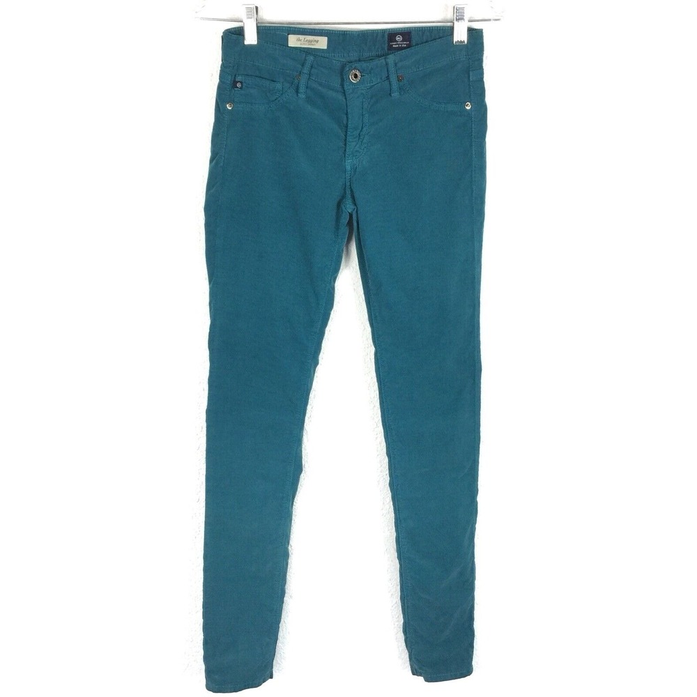 AG Adriano Goldschmied Corduroy Pants Teal 124 Skinny Boho